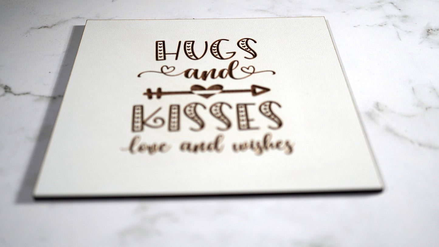 HUGS AND KISSES  "5x5 " sign, Scrabble Tile, Wall Art