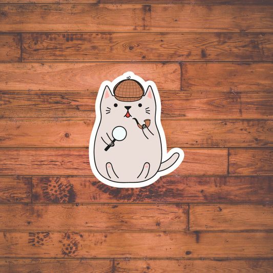 Detective Cat Sticker , Cat Sticker , Vinyl sticker, laptop sticker