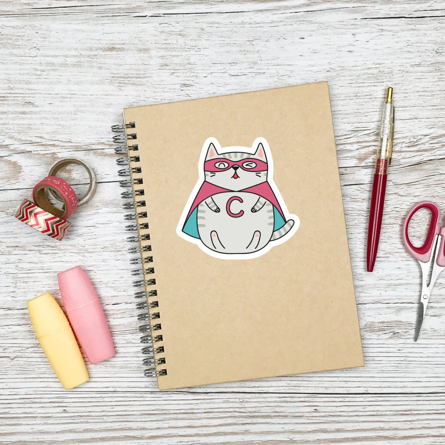 Super Cat Sticker , Cat Sticker , Vinyl sticker, laptop sticker