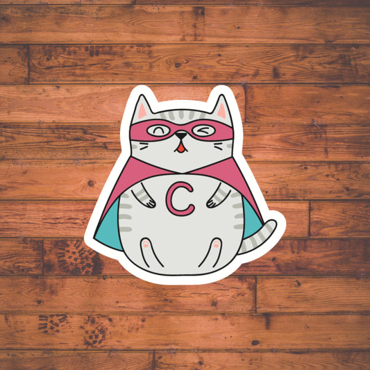 Super Cat Sticker , Cat Sticker , Vinyl sticker, laptop sticker