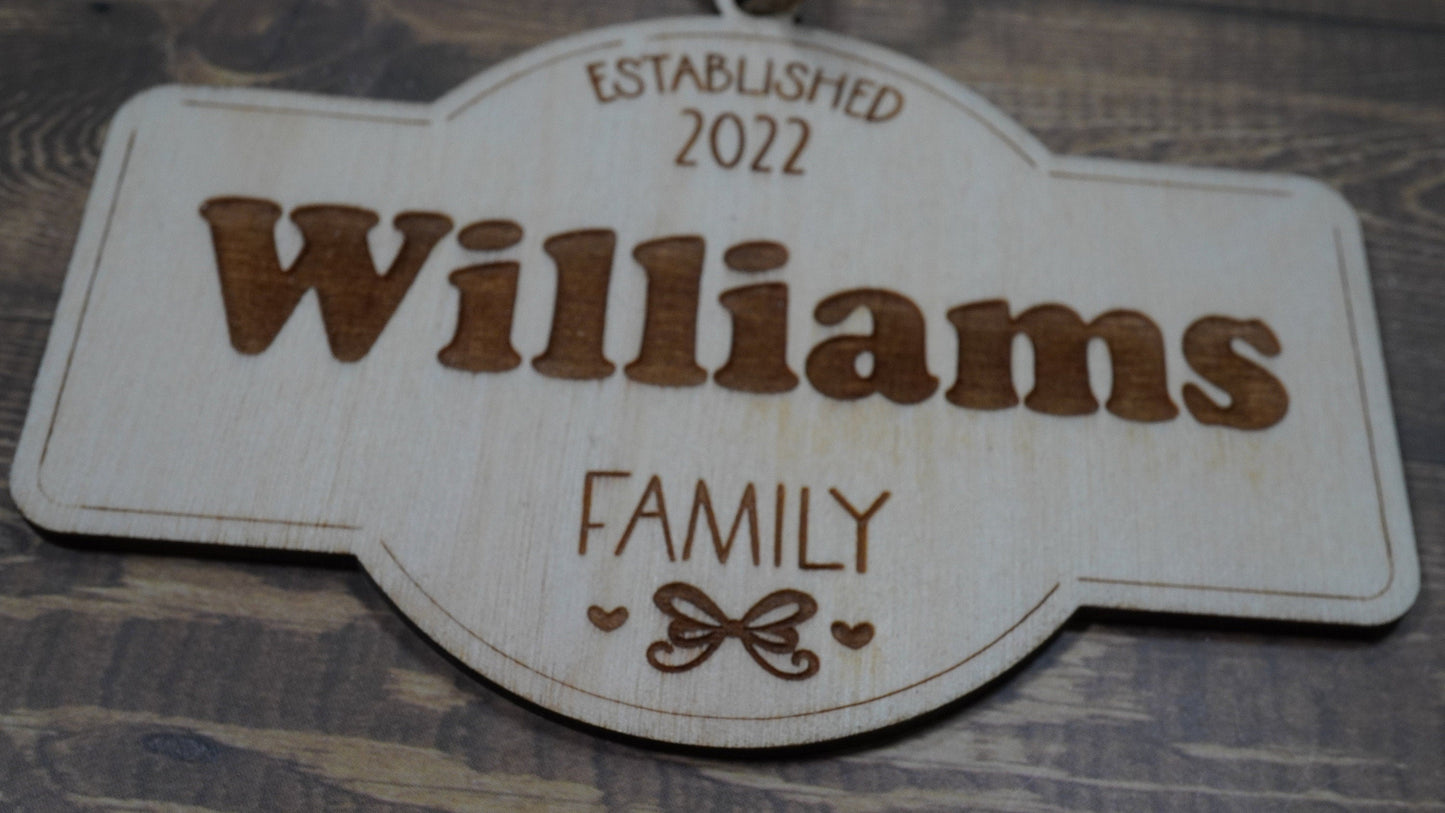 Established Family Ornament , Family Ornament  , Custom Family Ornament ,Wooden Ornament