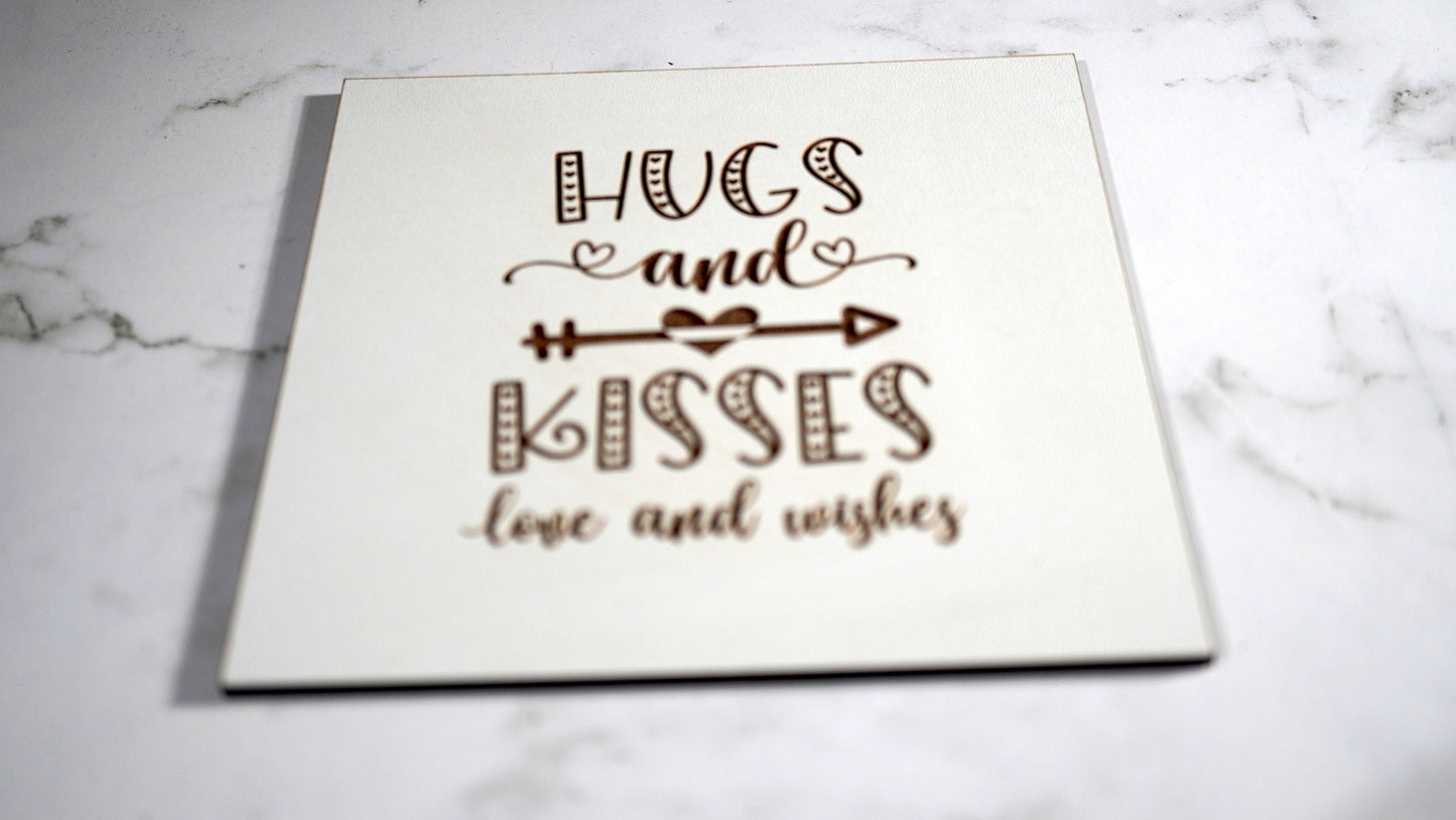 HUGS AND KISSES  "5x5 " sign, Scrabble Tile, Wall Art