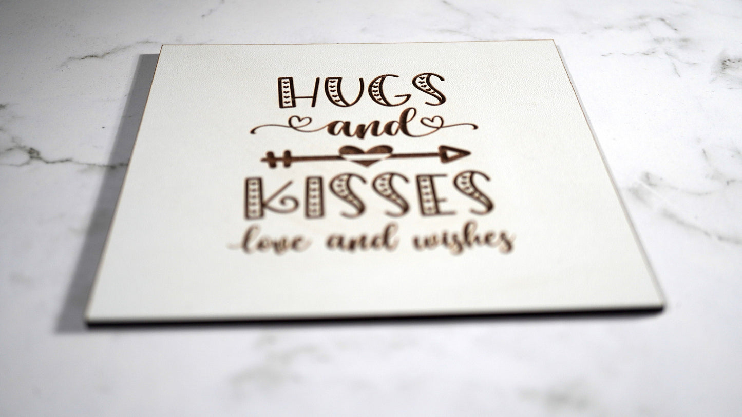 HUGS AND KISSES  "5x5 " sign, Scrabble Tile, Wall Art