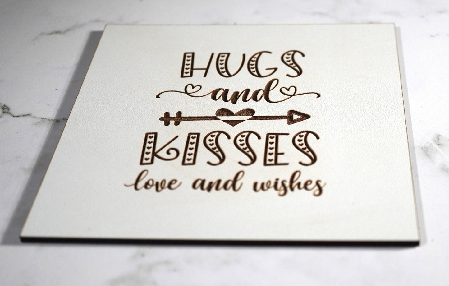 HUGS AND KISSES  "5x5 " sign, Scrabble Tile, Wall Art