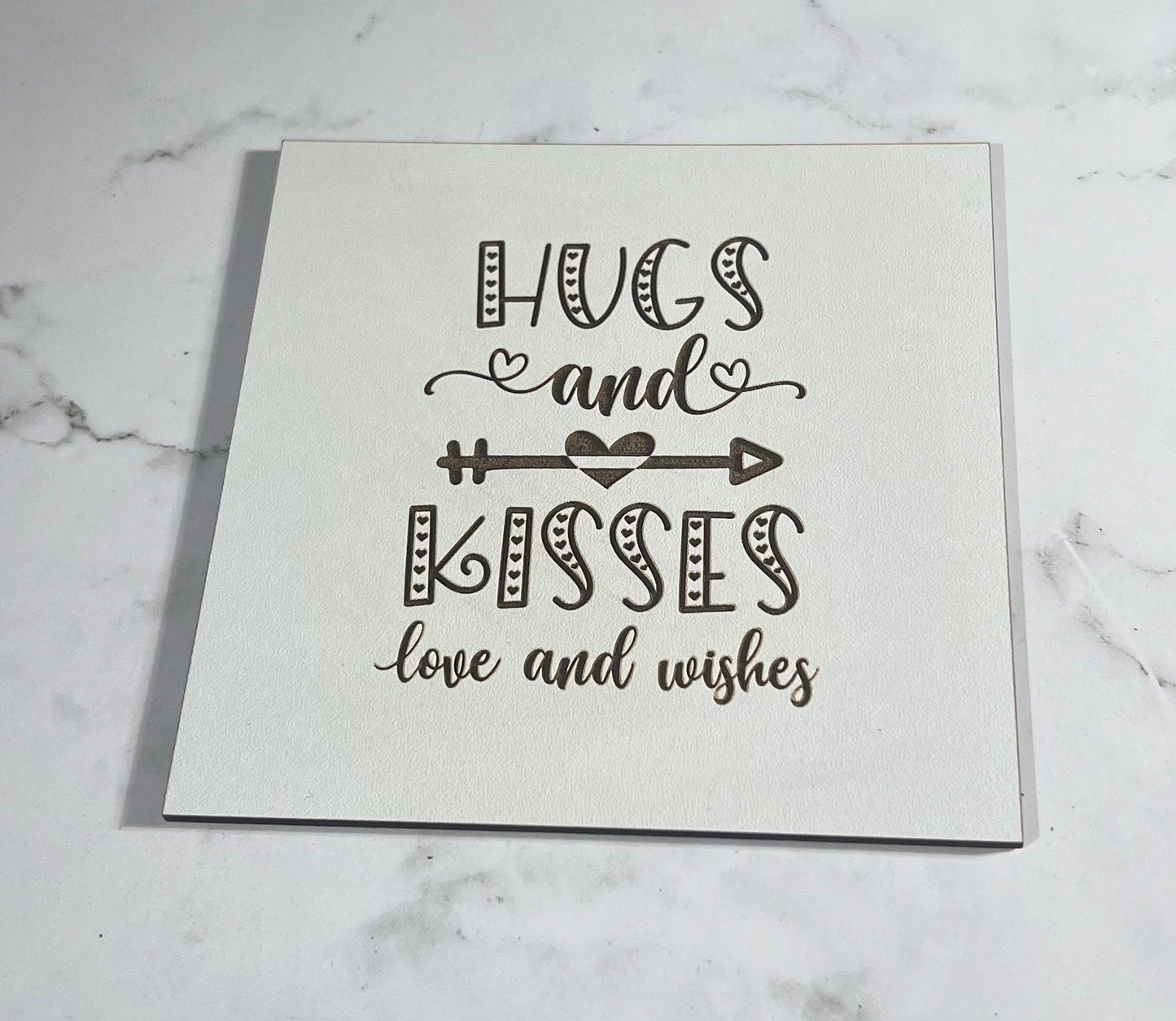 HUGS AND KISSES  "5x5 " sign, Scrabble Tile, Wall Art