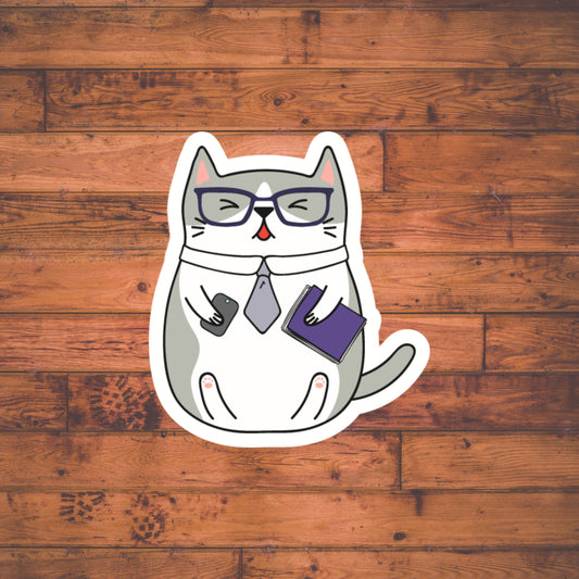 Working Cat Sticker , Cat Sticker , Vinyl sticker, laptop sticker