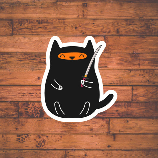 Ninja Cat Sticker , Cat Sticker , Vinyl sticker, laptop sticker