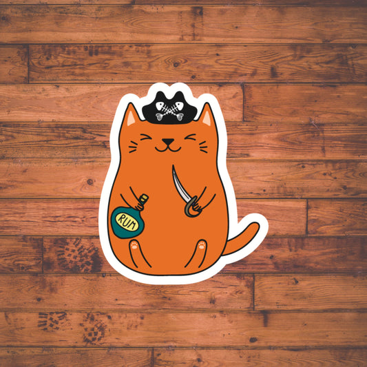 Pirate Cat Sticker , Cat Sticker , Vinyl sticker, laptop sticker