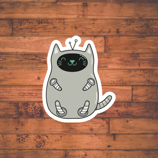 Robot Cat Sticker , Robo Cat Sticker, Vinyl sticker, laptop sticker