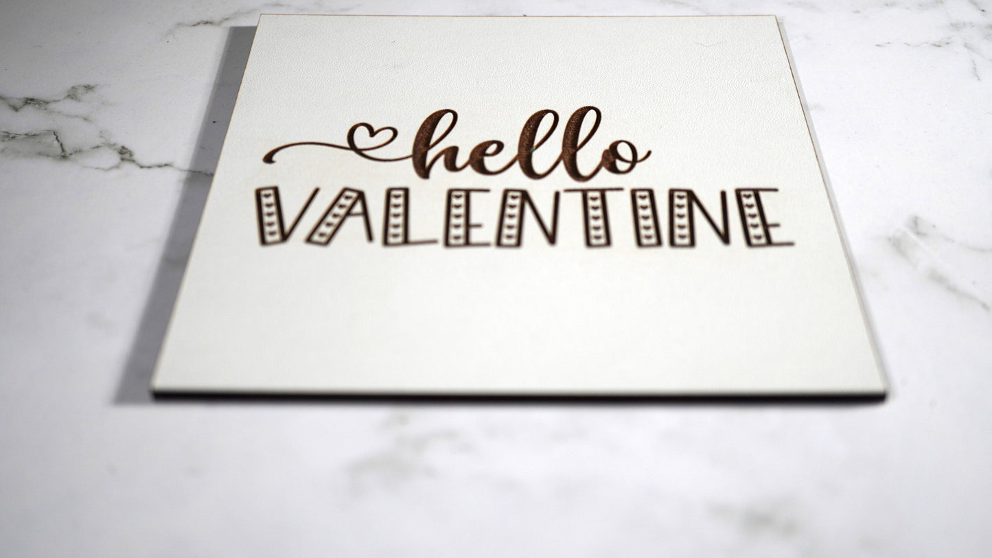 Hello Valentine Sign,  "5x5 " sign, Scrabble Tile, Wall Art