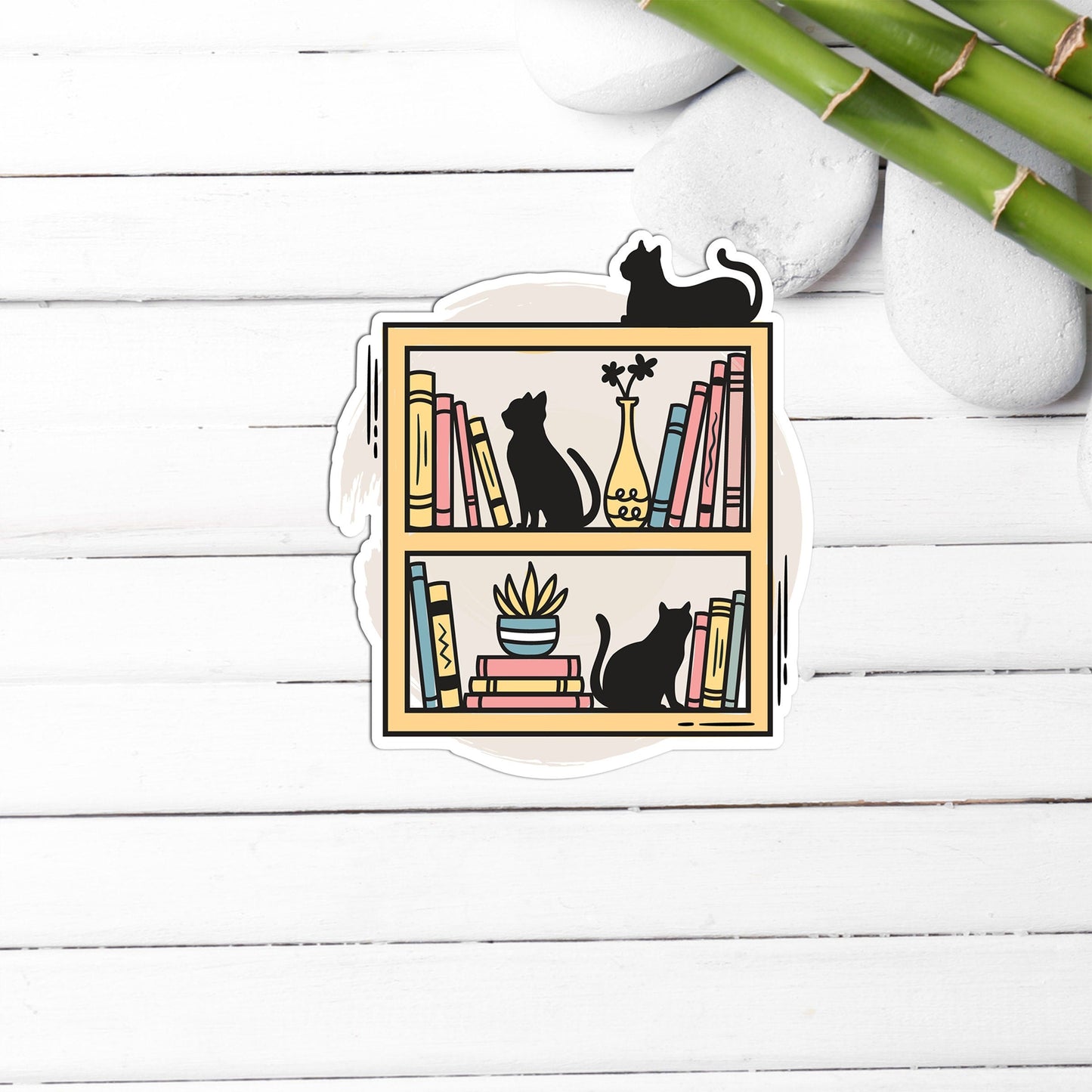 BookCaseCat Sticker, Sticker,Vinyl sticker, laptop sticker