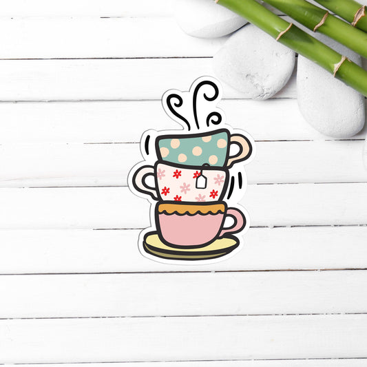 Tea Cup Sticker, Sticker,Vinyl sticker, laptop sticker