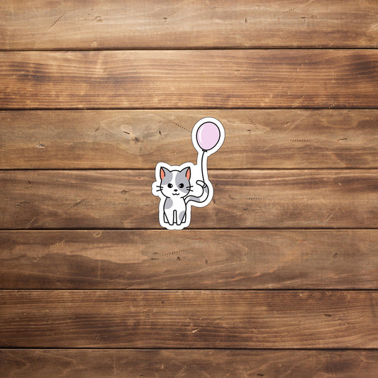 Kitten Birthday Sticker, Birthday Sticker, Cat Sticker with Balloon , Vinyl sticker , laptop sticker , Sarcastic Sticker