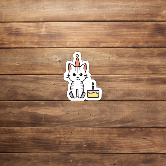Kitten with Cake Sticker, Cat Sticker , Vinyl sticker , laptop sticker , Sarcastic Sticker