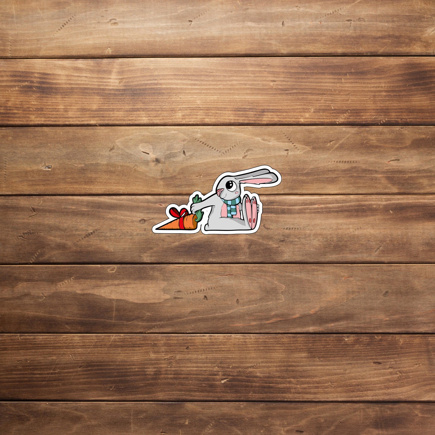 Holiday Season Sticker Bunny Sticker with carrot present