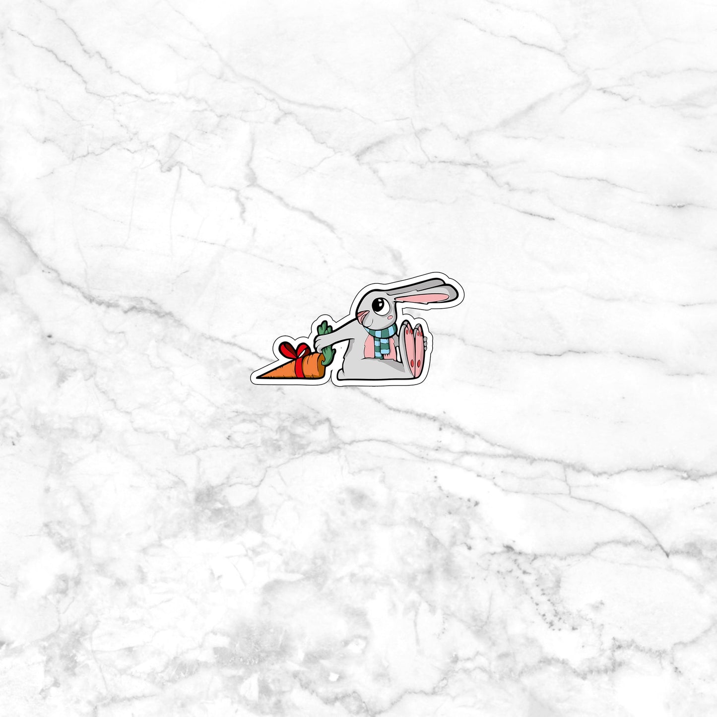 Holiday Season Sticker Bunny Sticker with carrot present