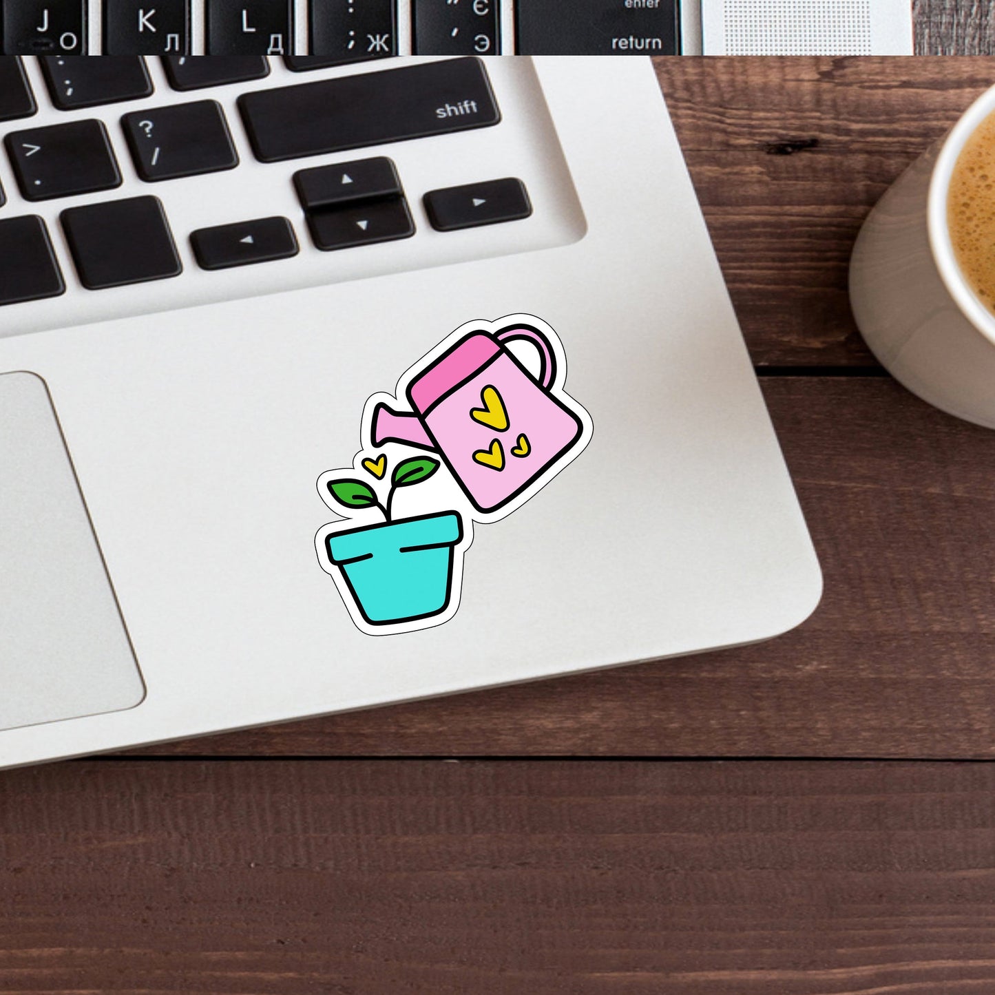 watering can and plant  Sticker,  Vinyl sticker, laptop sticker, Tablet sticker